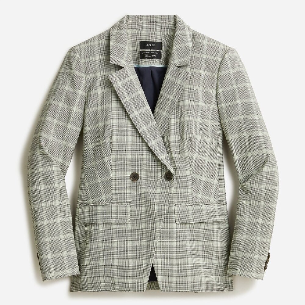 J. Crew women's Devon blazer 8 Tollegno 1900 wool plaid grey double breasted